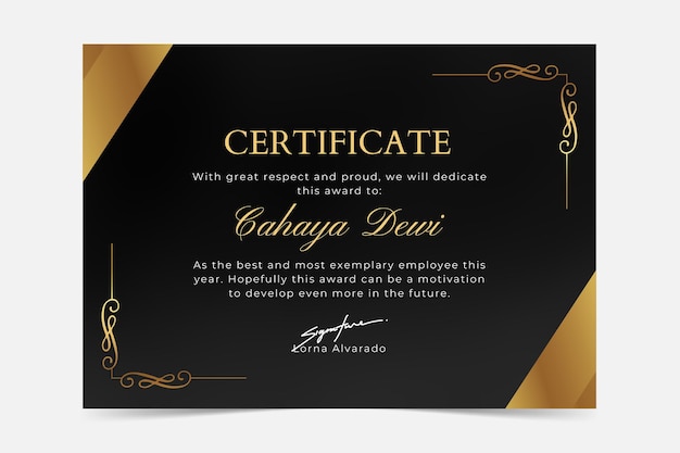 Gold and Black certificate design