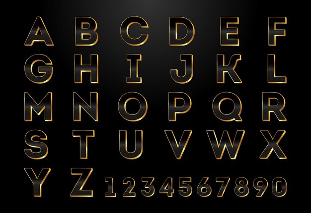 Vettore alfabeto di colore oro e nero z elegant gold illustrazione vettoriale dell'alfabeto di colore