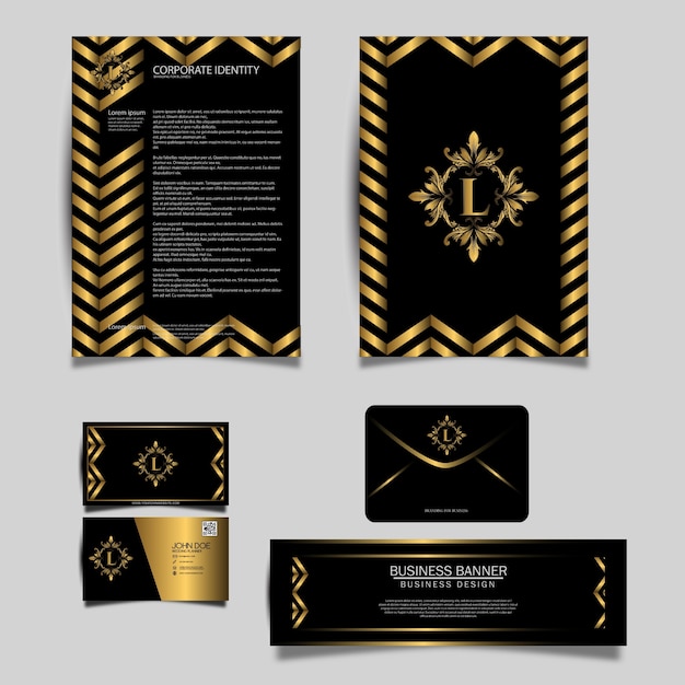 Gold and black corporate identity template