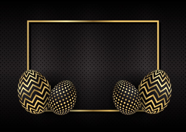 Gold and black Easter egg background 