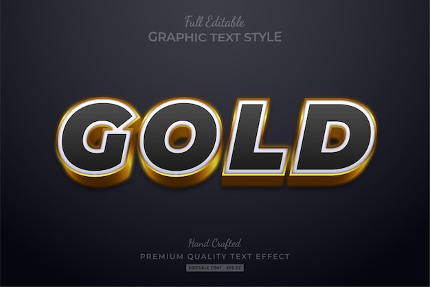 Gold black editable text effect font style