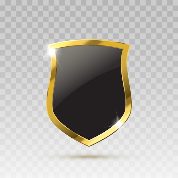 Vector gold and black isolated shield guard protection illustration