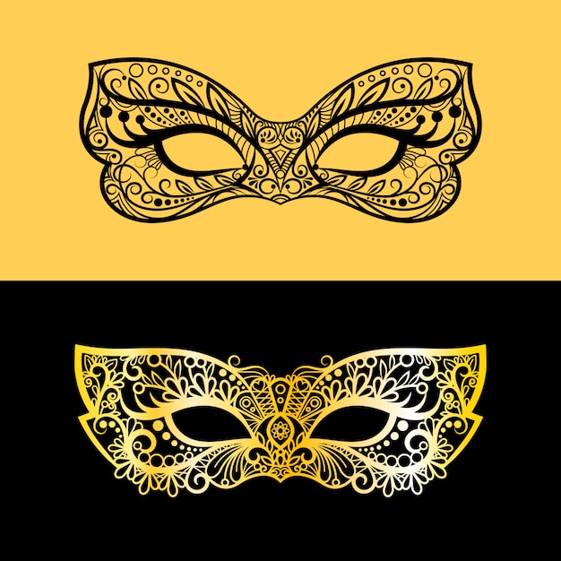 Vector gold and black lace mask