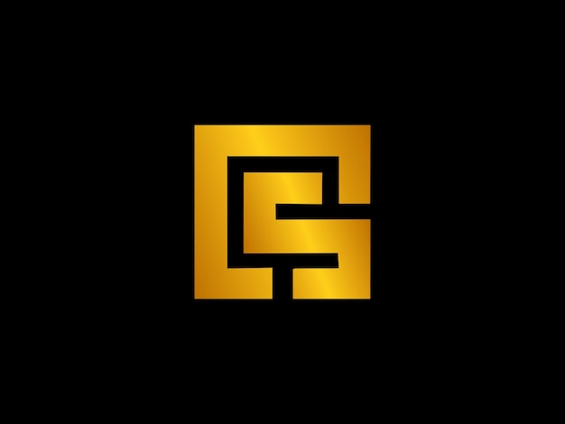 Gold and black logo with the letter g on a black background