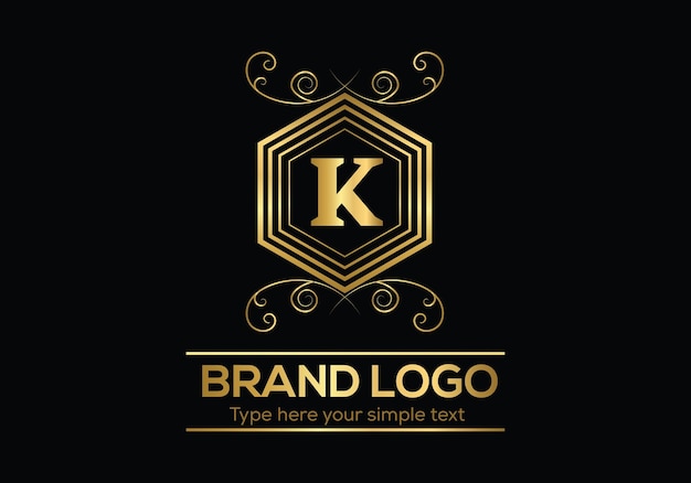 Vector a gold and black logo with the letter k on it