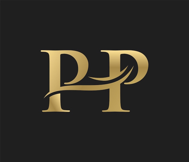 Gold and black logo with the letter p