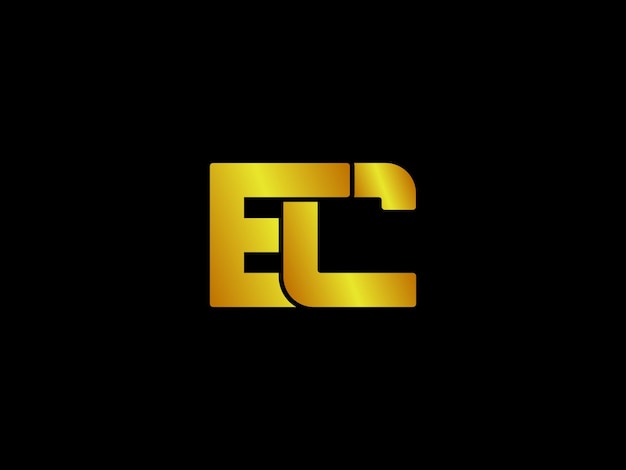 Золотой и черный логотип с буквами ec и c