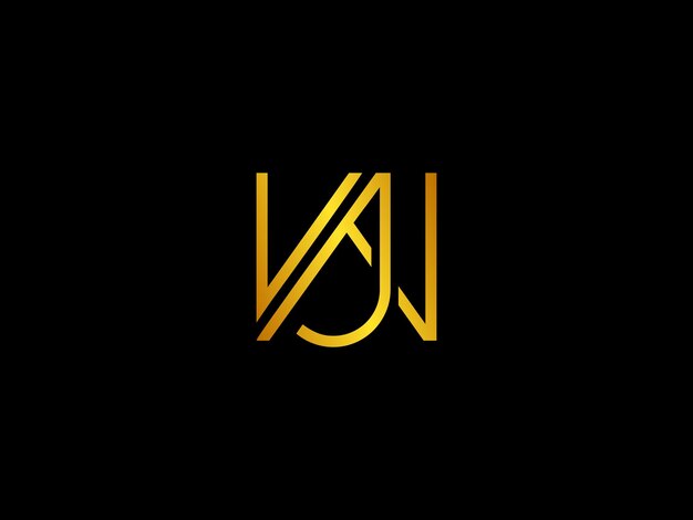 Gold and black logo with the title'logo for a company called vaj '