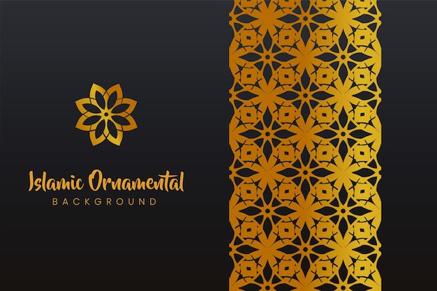 Gold and Black Luxury Islamic Background with batik Decorative pattern