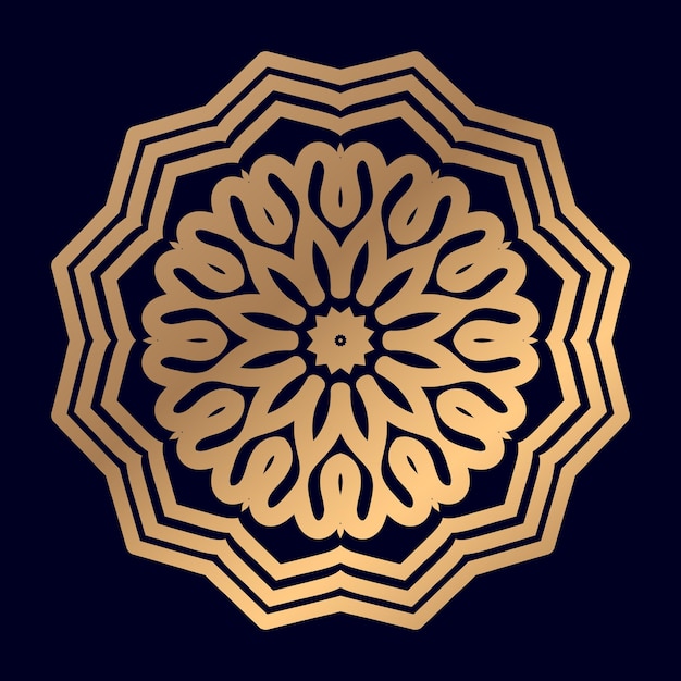 Gold and black pattern on a dark blue background