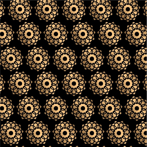 Gold and black pattern with a floral motif.