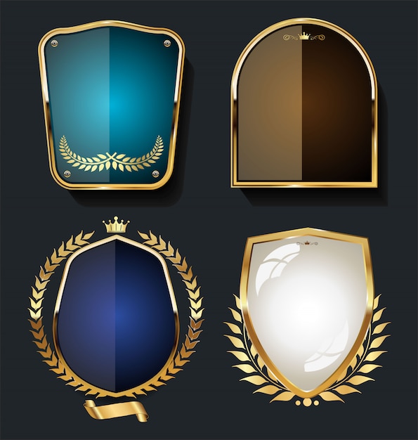 Gold and black shield with gold laurels