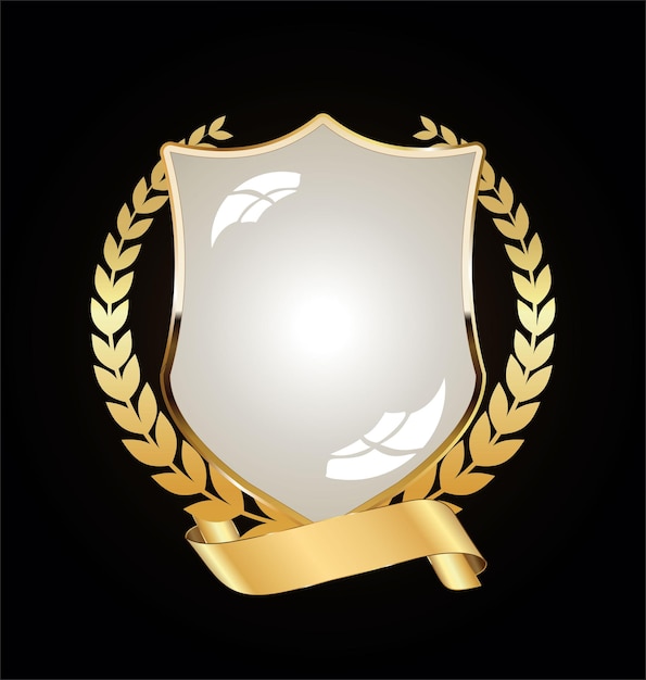 Gold and black shield with gold laurels