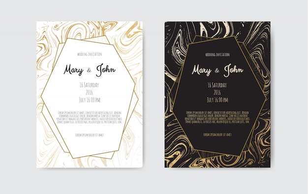 Vector gold, black, white marble template card