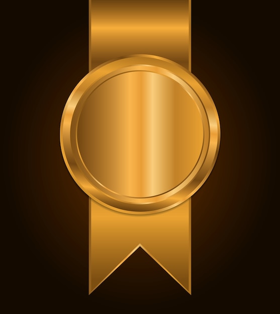 Vector gold blank metallic label or seal icon image