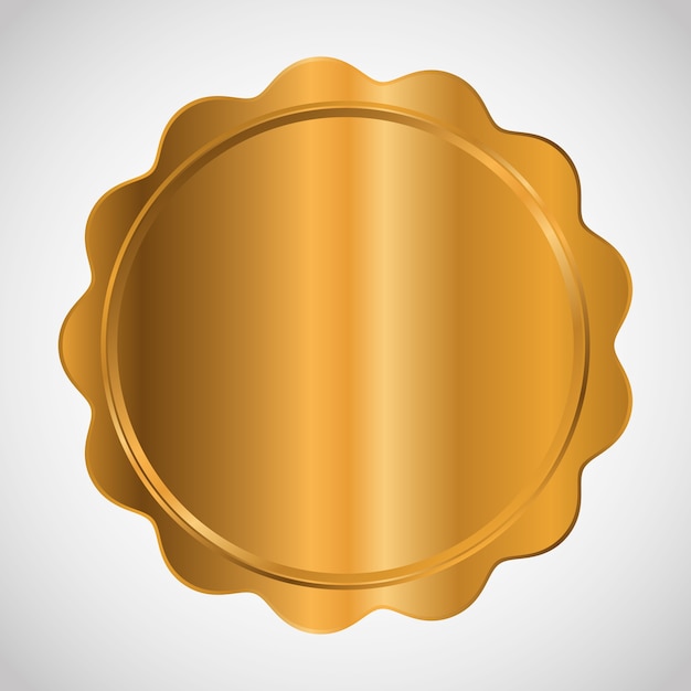 gold blank metallic label or seal icon image