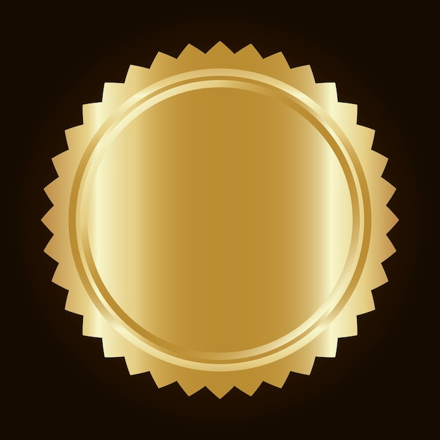 Gold blank metallic label or seal icon image