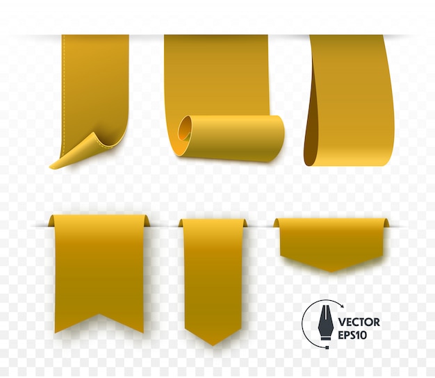 Vector gold blank tags and ribbons isolated. vector banners, badges and labels.