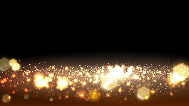 Gold bokeh abstract banner background.