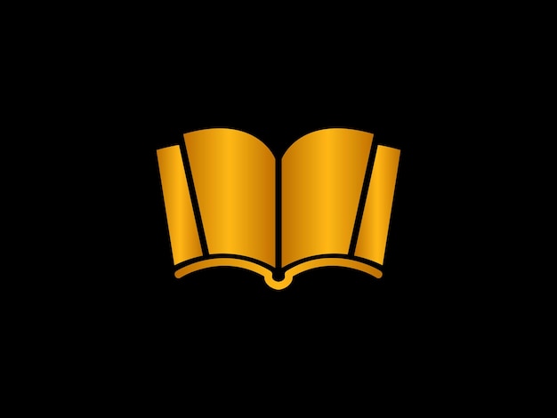 Gold book icon on a black background