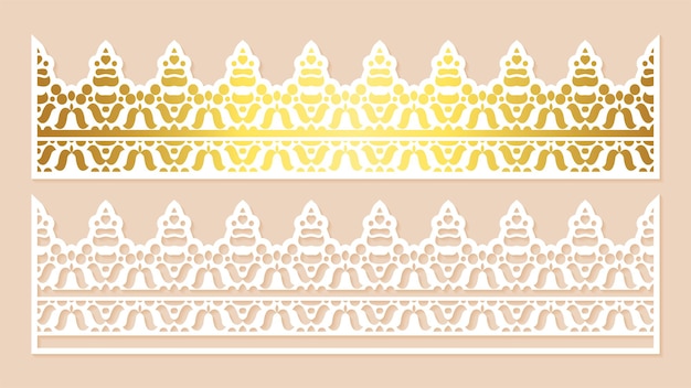 Vector gold border decorative paper cut lines