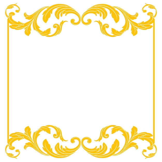 Gold Border or frame decorative filigree calligraphy element in baroque style vintage and retro