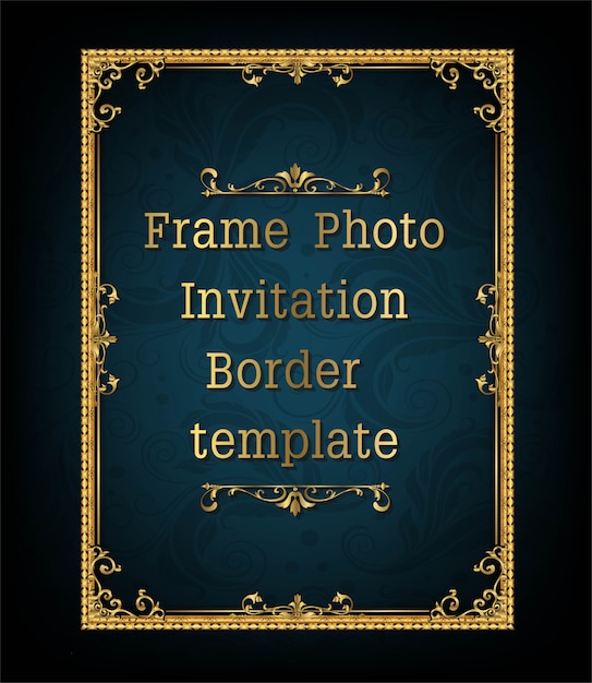 Gold border frame photo template vector design