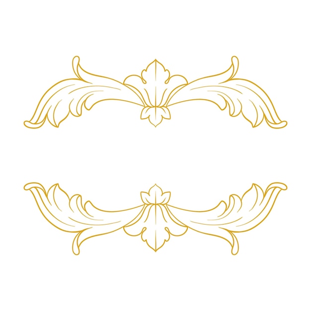 Vector gold border and frame with baroque style. ornament elements