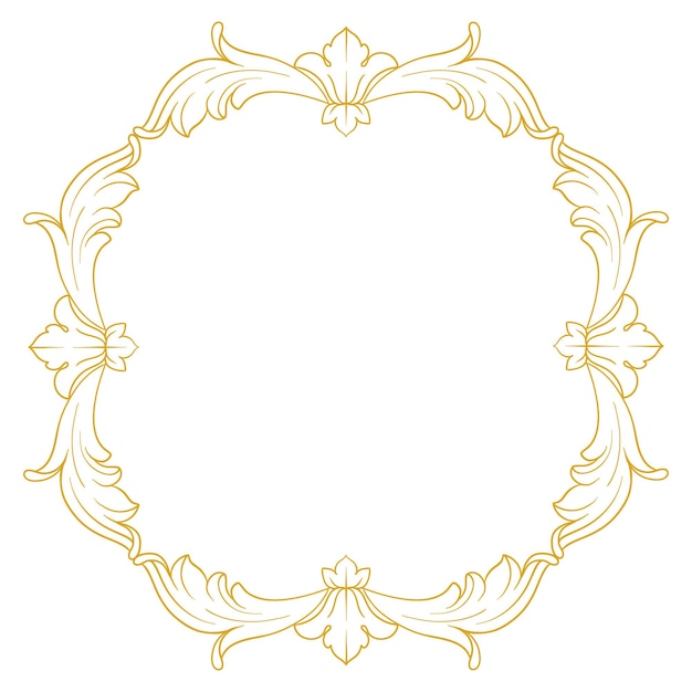 Gold border and frame with baroque style. ornament elements