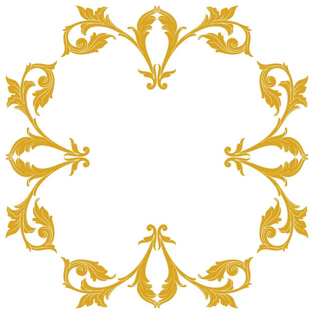 Gold border and frame with baroque style. ornament elements