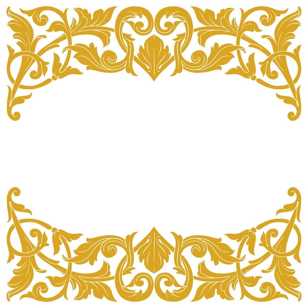 Gold Border and Frame with baroque style. Ornament elements 