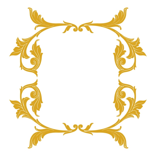 Gold Border and Frame with baroque style. Ornament elements 