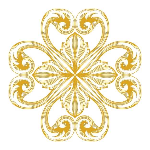 Gold Border and Frame with baroque style. Ornament elements 