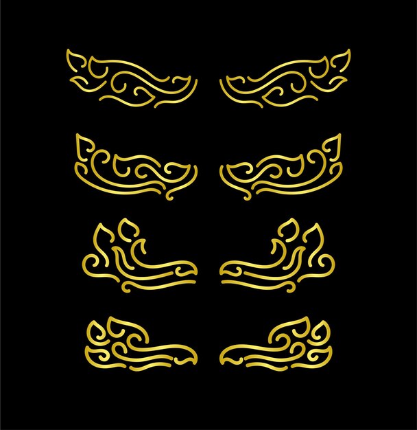 Gold borders elements set collection ornament vector