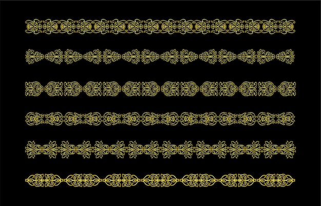 Gold Borders Elements Set Collection ornament Vector