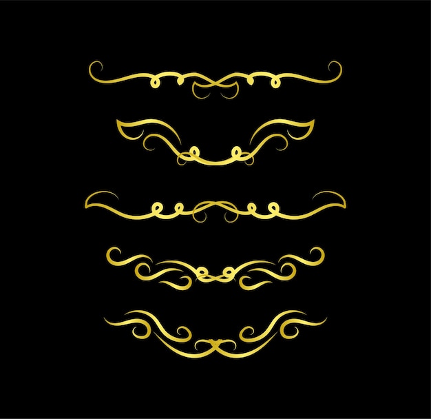 Вектор Золотые границы элементы набора орнаментов коллекции вектор