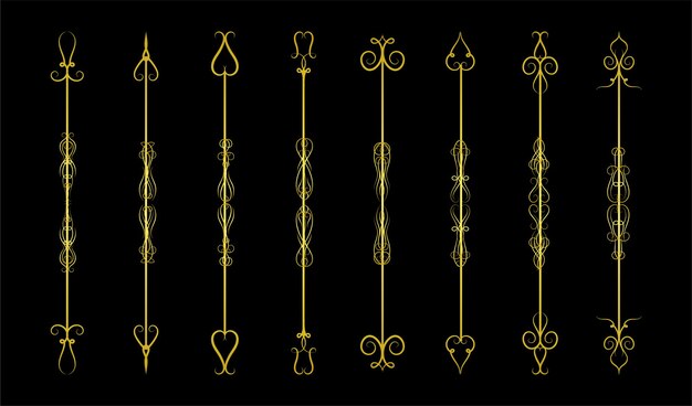 Gold Borders Elements Set Collection ornament Vector