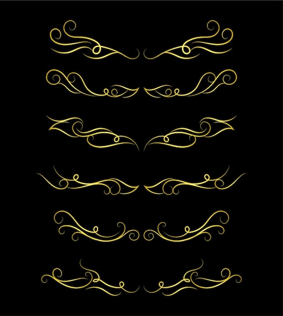 Vector gold borders elements set collection ornament vector