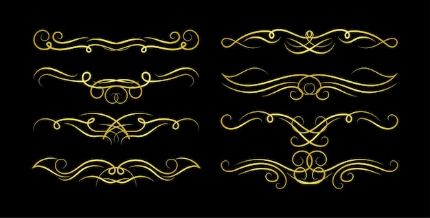 Vector gold borders elements set collection ornament vector