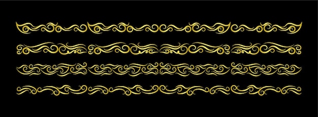 Vector gold borders elements set collection ornament vector