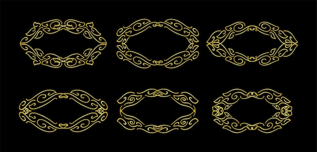 Gold borders elements set collection, ornament vector