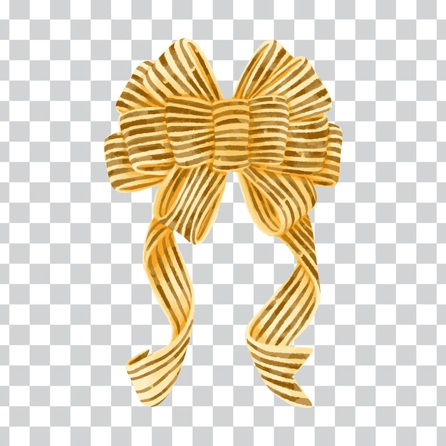 A gold bow on a transparent background.