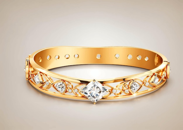 a gold bracelet with a diamond on it vector illustration