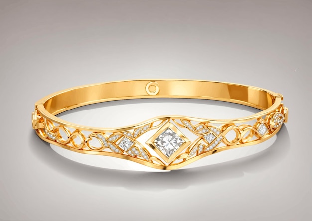 a gold bracelet with a diamond on it vector illustration