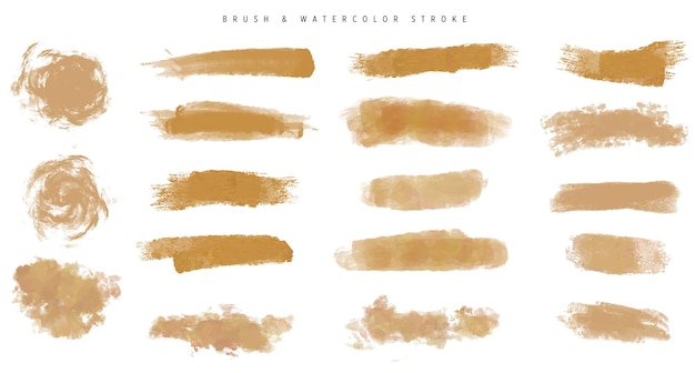 Vector gold brush pen marker chalk set distressed grunge modern textured brush stroke