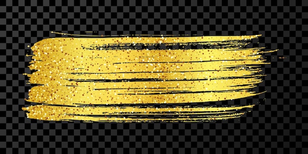 Gold brush stroke on dark transparent background