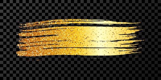 Vector gold brush stroke on dark transparent background