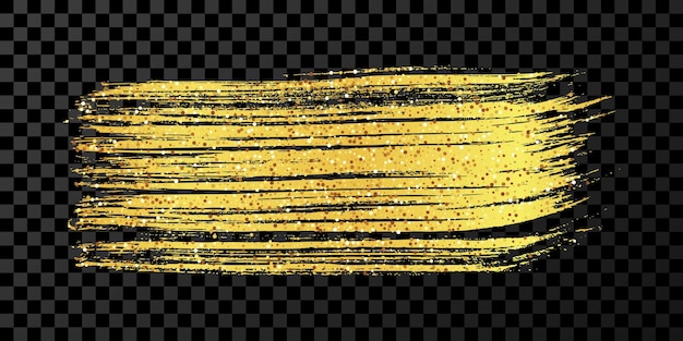 Gold brush stroke on dark transparent background