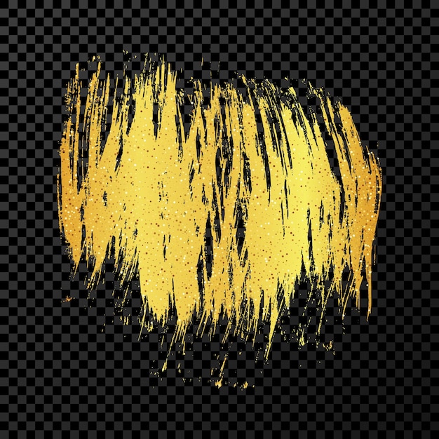 Gold brush stroke on dark transparent background