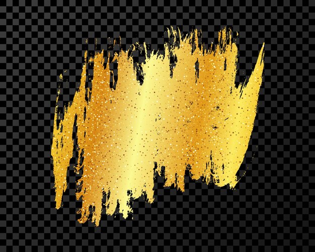 Vector gold brush stroke on dark transparent background